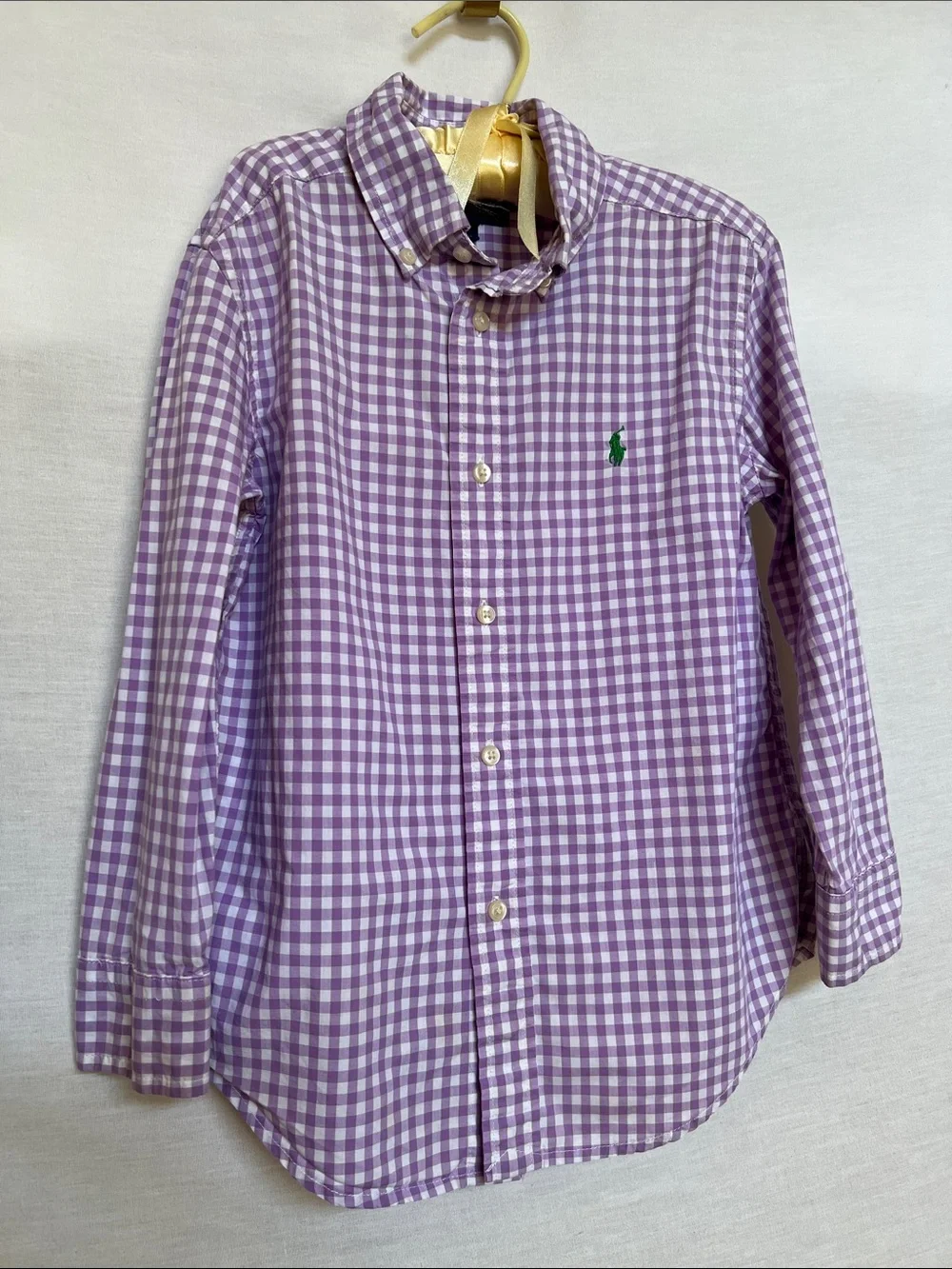 Ralph Lauren Kids Lavender and White Gingham Button-Down Shirt